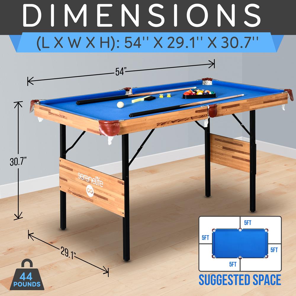 54'' Portable And Foldable Wooden Pool Table With Accessory Kit