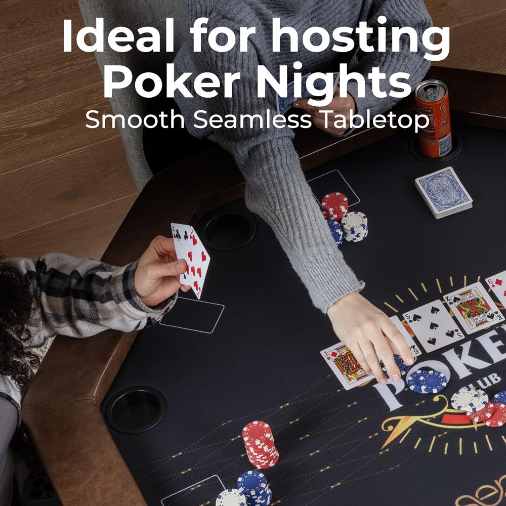 84" Foldable Poker Table for 8 Players, Water-Resistant Cushioned Rail