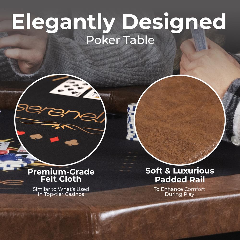 84" Foldable Poker Table for 8 Players, Water-Resistant Cushioned Rail