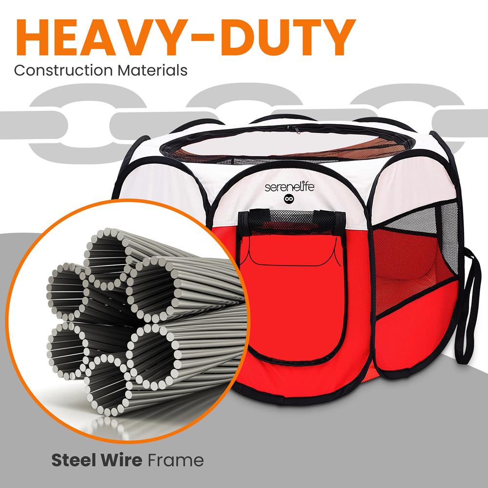 Foldable Pet Tent for Travel - Easy Setup, Strong Oxford, Red