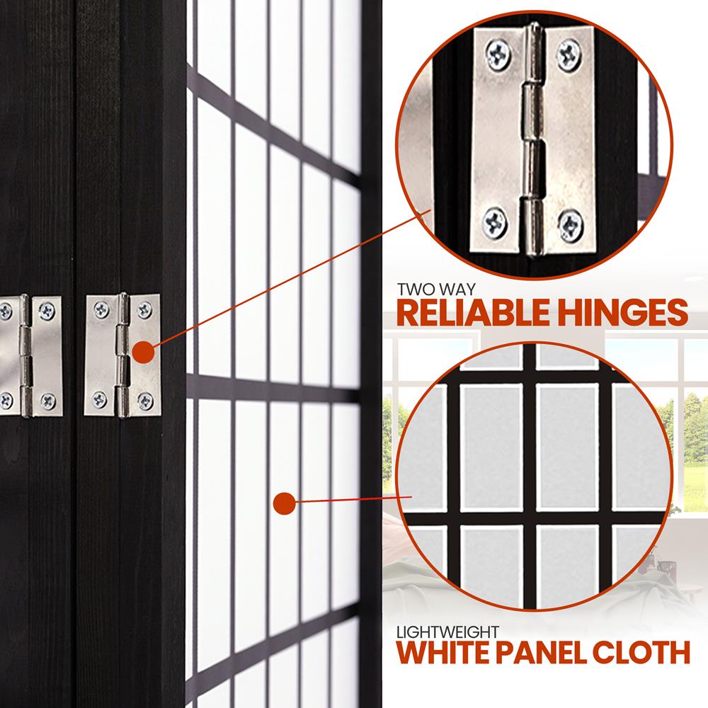 4-Panel Room Divider, Privacy Screen, Wood & Cloth, Freestanding, Foldable