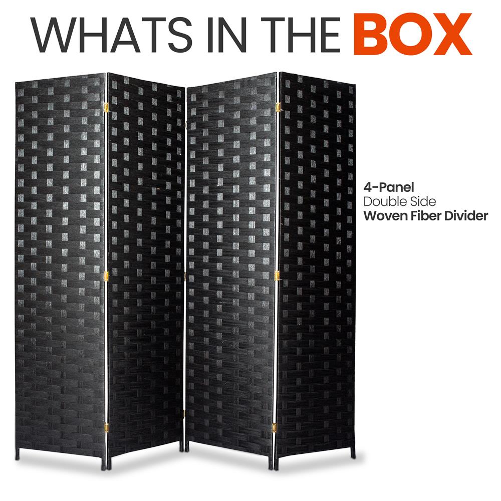 4-Panel Room Divider, Enhanced Privacy, Handcrafted Woven Fiber