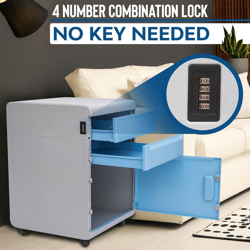 File Cabinet With 3 Locking Compartments, 2 Drawers And Cabinet Door