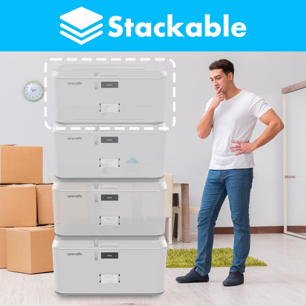 Locking Storage Container Bin - Safety & Security Storage Box, 21 Gal. Capacity, (White)