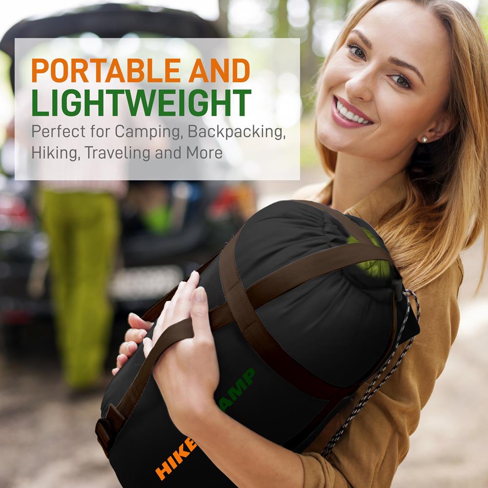 Double Sleeping Bag With Two Pillows- Lightweight & Waterproof Sleeping Bag For Adults Or Teens, For Camping, Backpacking Or Hiking, Includes Carrying Bag (Blue)