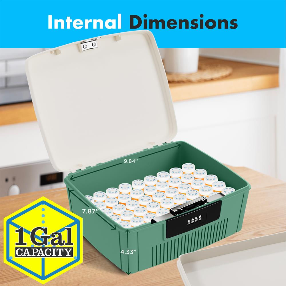 Lockable Storage Bin 1 Gallon Capacity ABS Material Green
