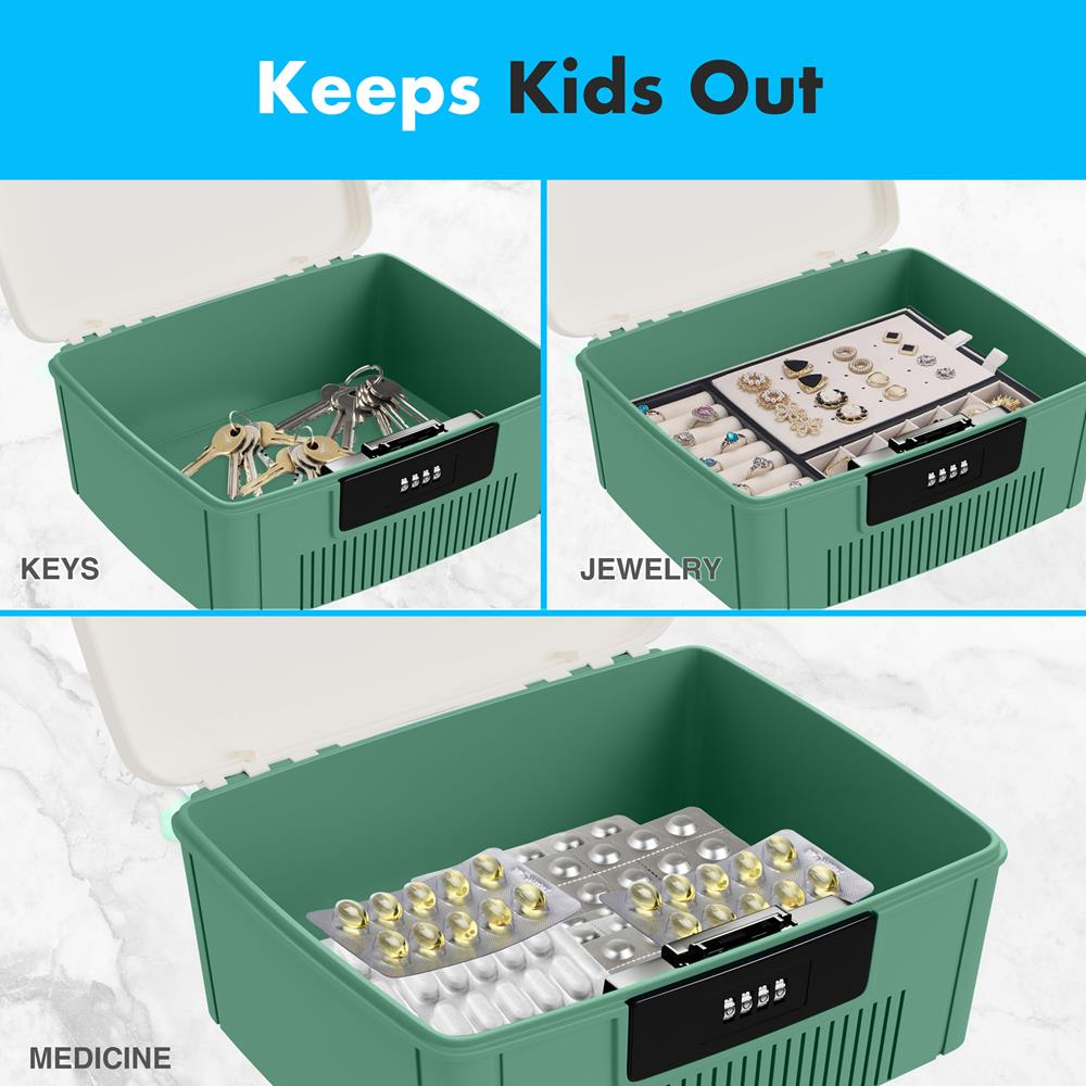 Lockable Storage Bin 1 Gallon Capacity ABS Material Green