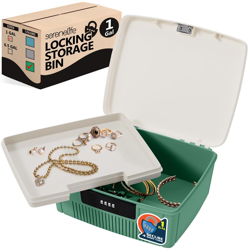 Lockable Storage Bin 1 Gallon Capacity ABS Material Green