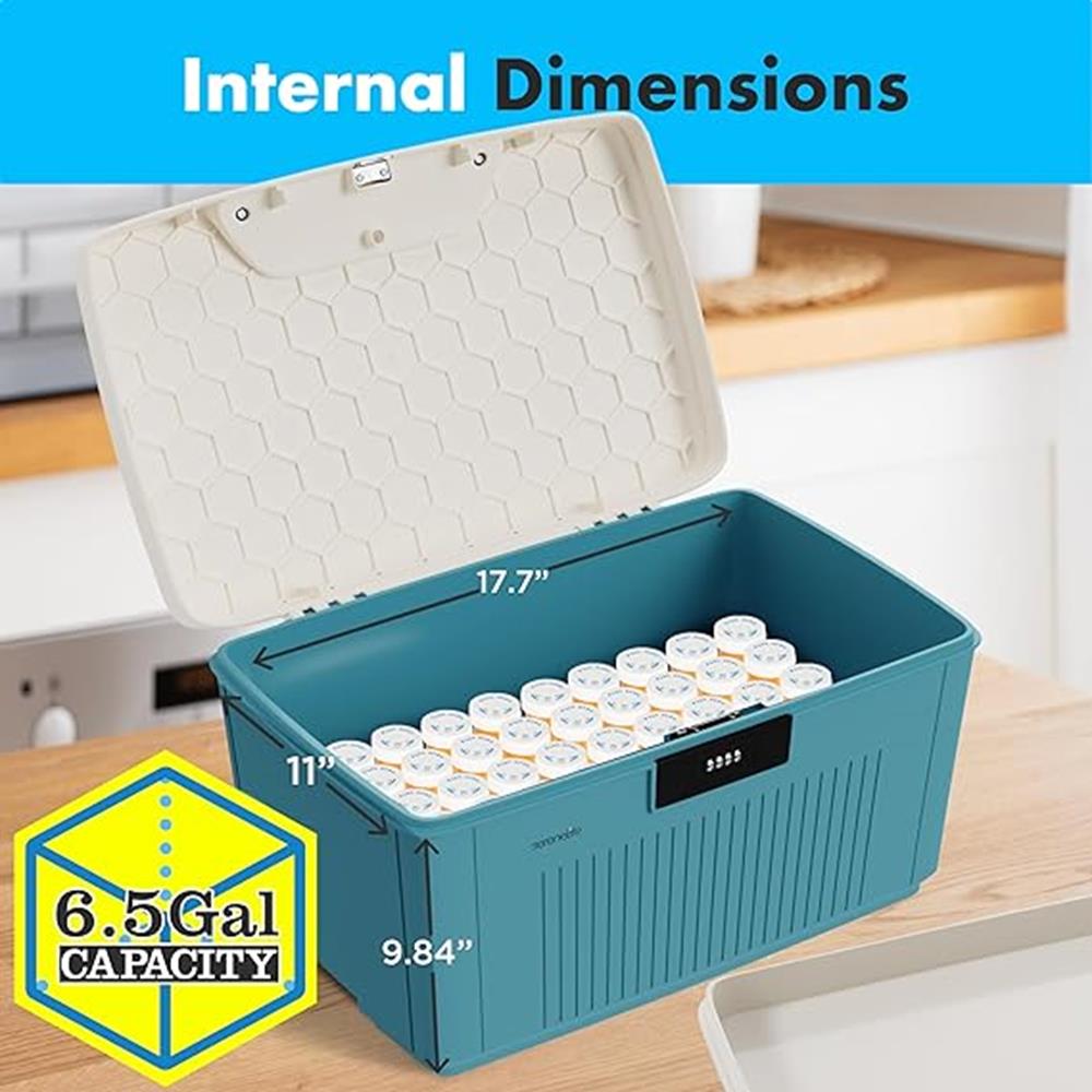 Lockable Storage Bin 6.5 Gal Capacity ABS Material Blue