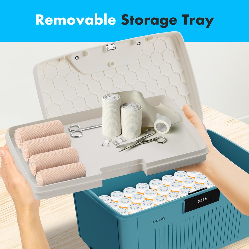Lockable Storage Bin 6.5 Gal Capacity ABS Material Blue