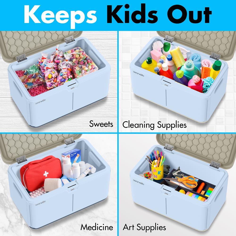 Lockable Storage Box 7 Gal Capacity ABS Material Light Blue