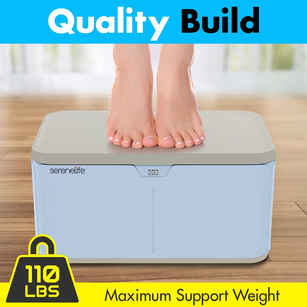 Lockable Storage Box 7 Gal Capacity ABS Material Light Blue