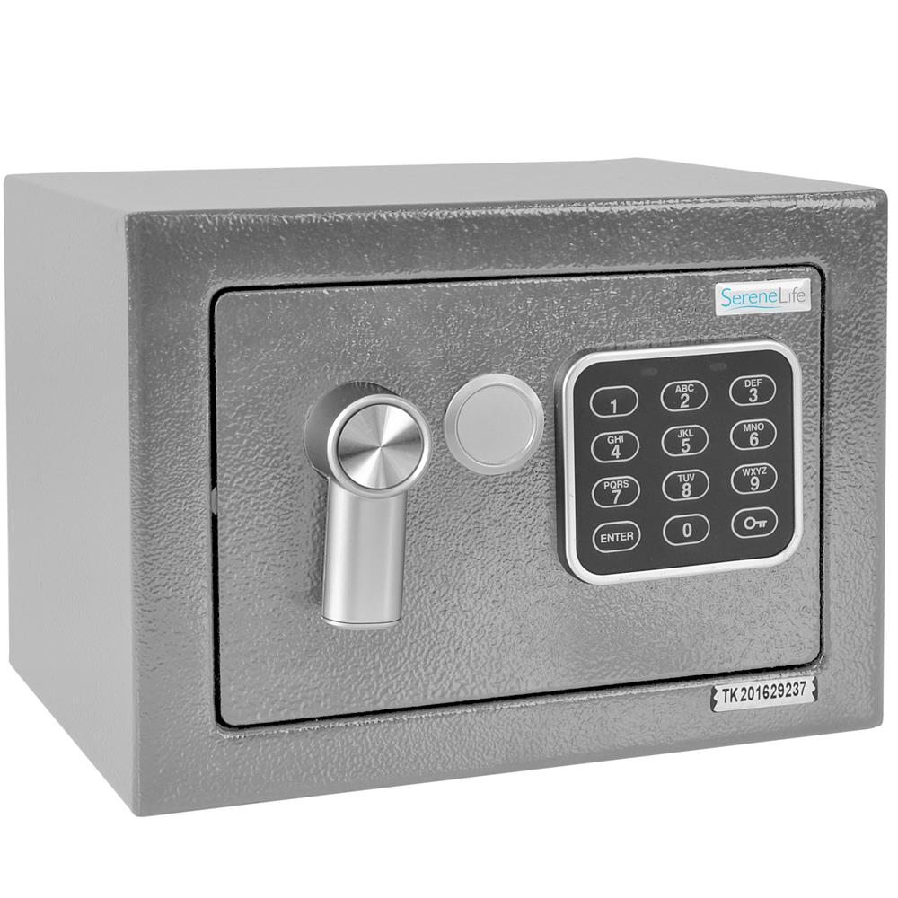 Electronic Safe Box, Secure Storage, Digital Lock, Engineered Steel, Silver