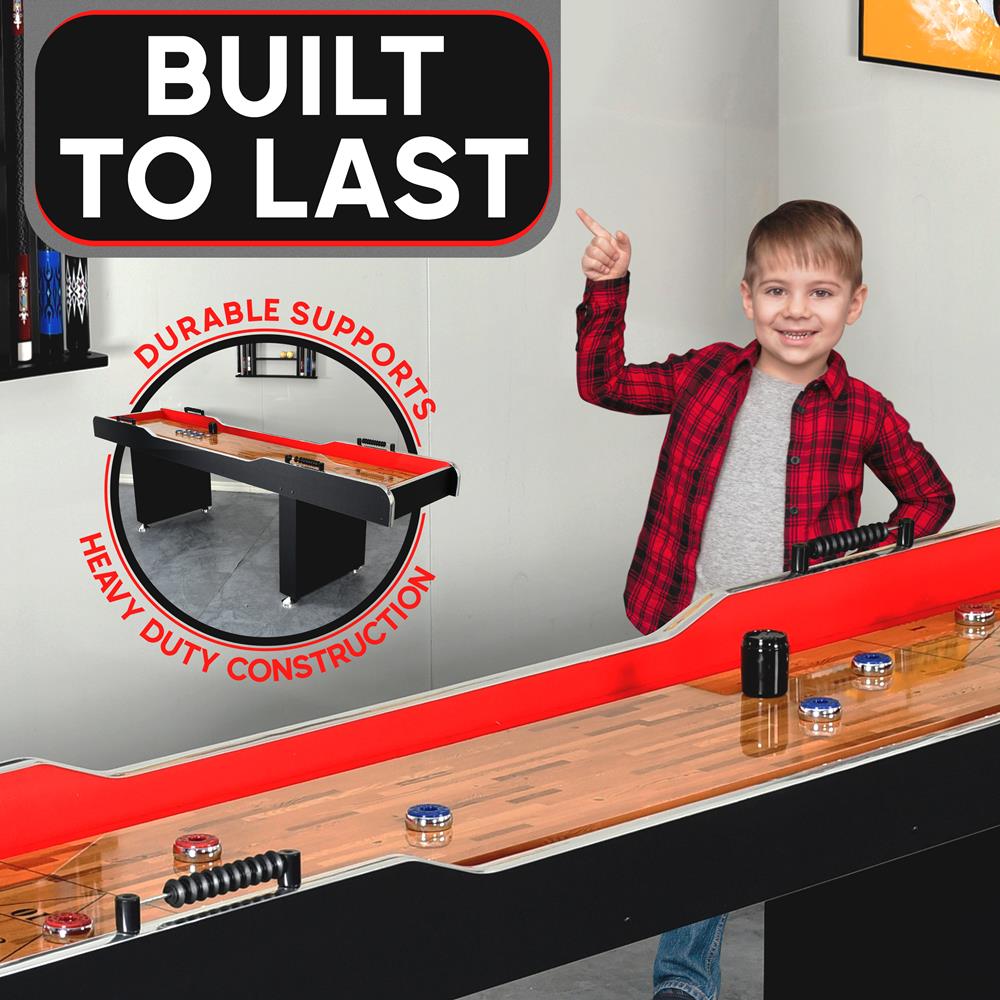 Shuffleboard Table 9ft Smooth Poly Surface Fast Puck Action Platinum