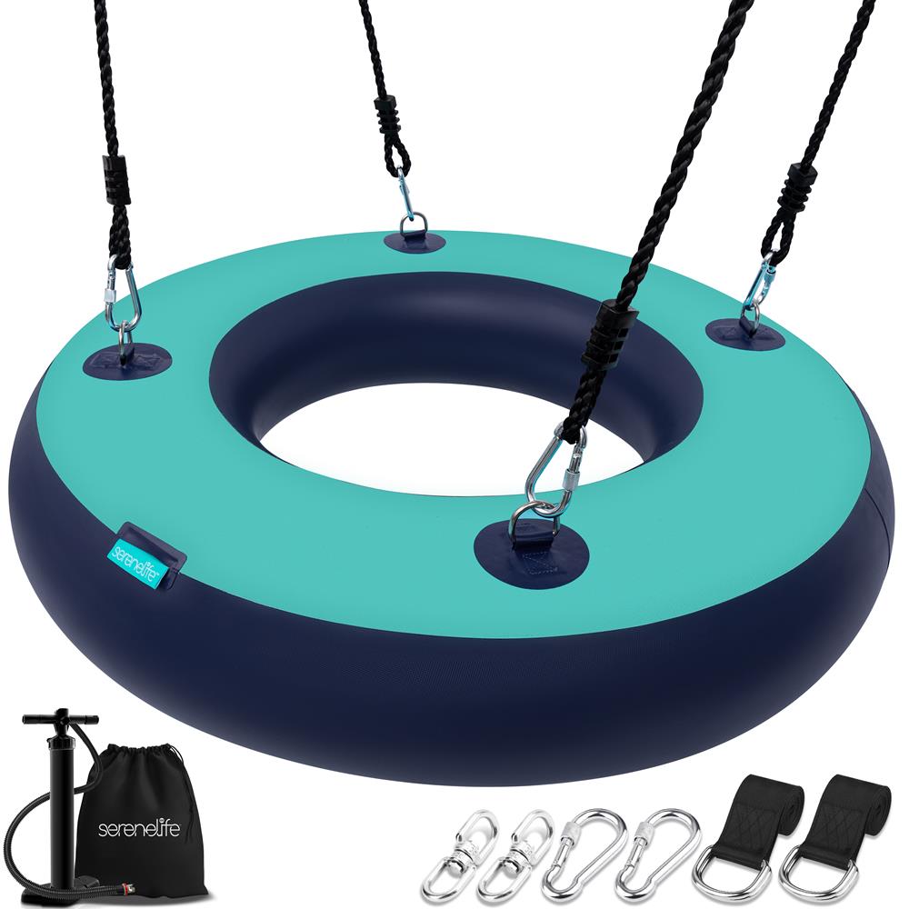 Inflatable Tire Swing 660lbs Capacity UV-Resistant 360° Swivel