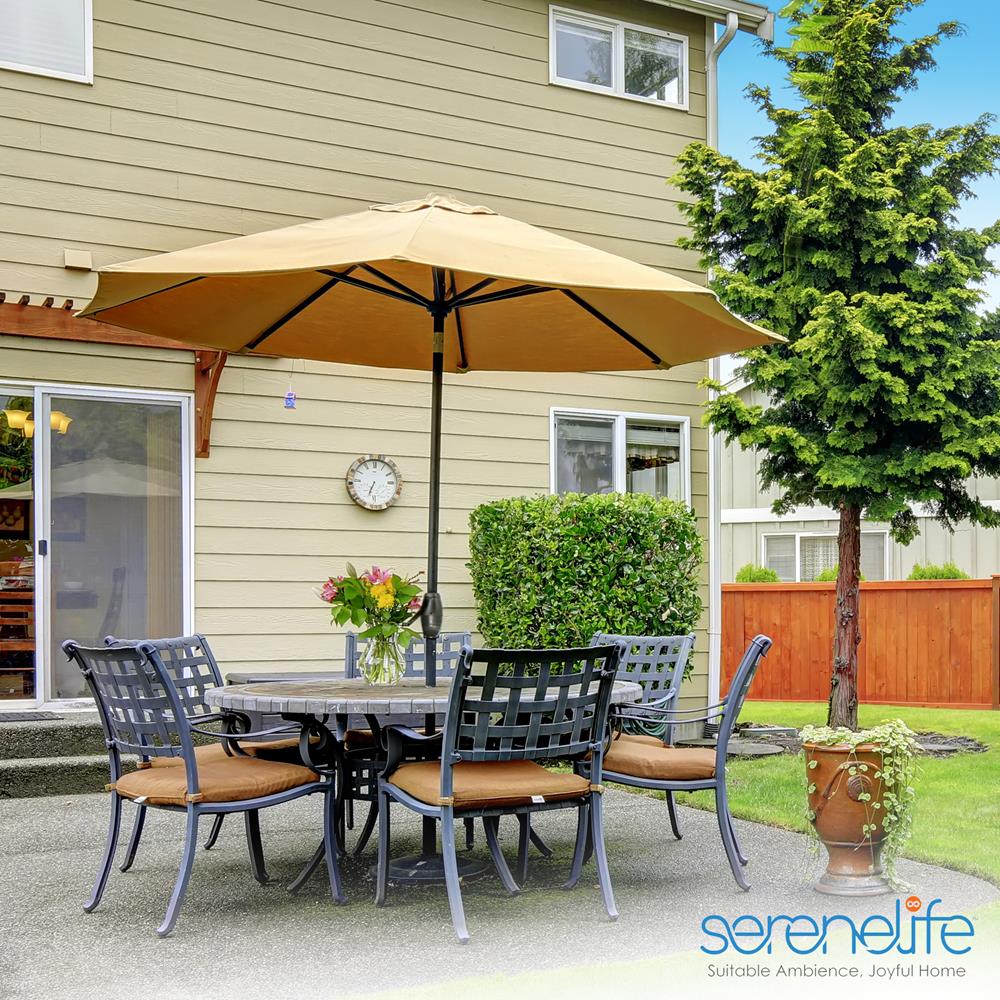 10Ft. Patio Table Umbrella - 6 Sturdy Ribs With Push Button Tilt Uv Protection, Outdoor Furniture For Garden Lawn Deck Pool And Beach