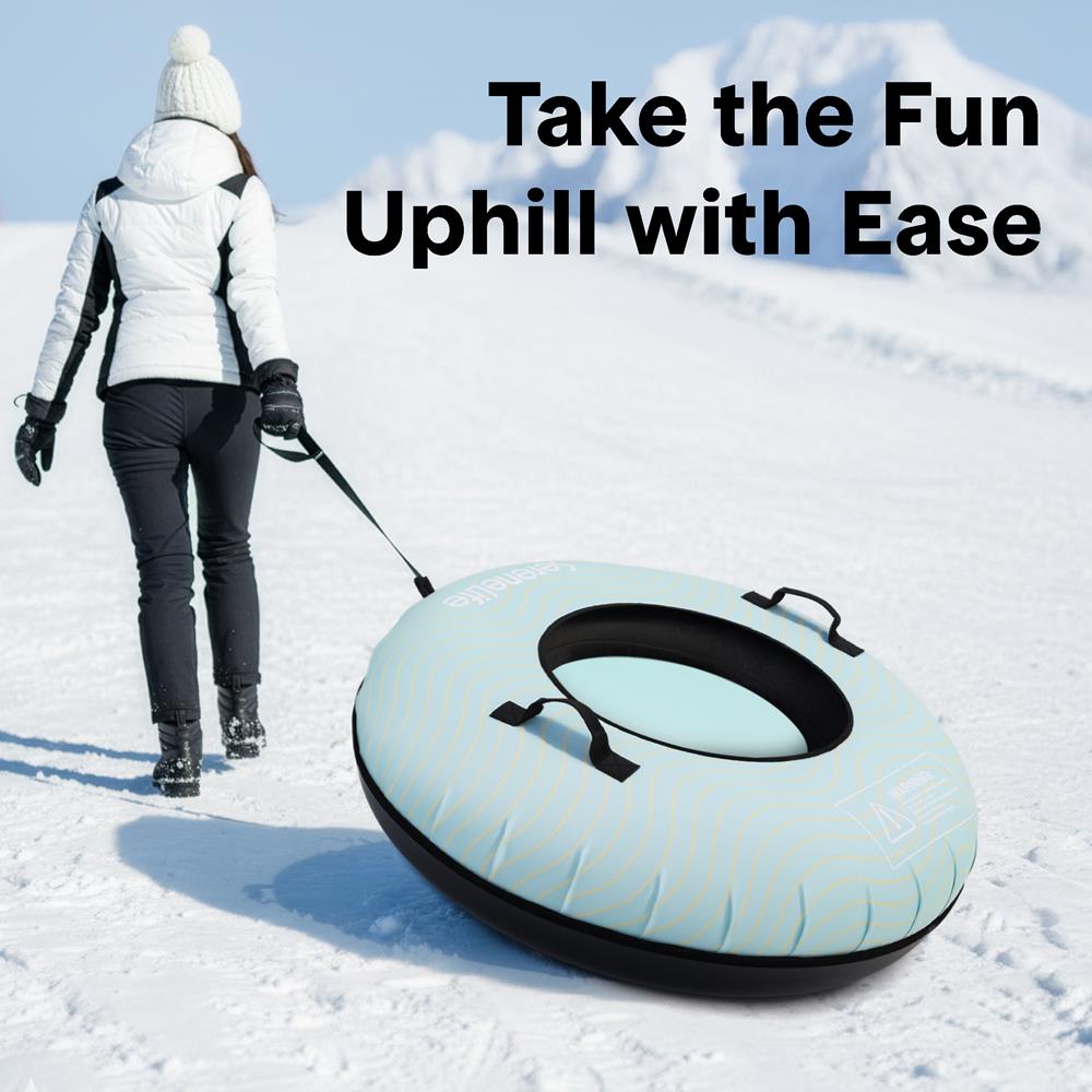Serenelife 40'' Inflatable Snow Tube For Winter Sports – Durable, Easy-To-Inflate Snow Sled For Kids & Adults – Safe & Fun For Snow Tubing, Sliding, And Sledding (Blue)