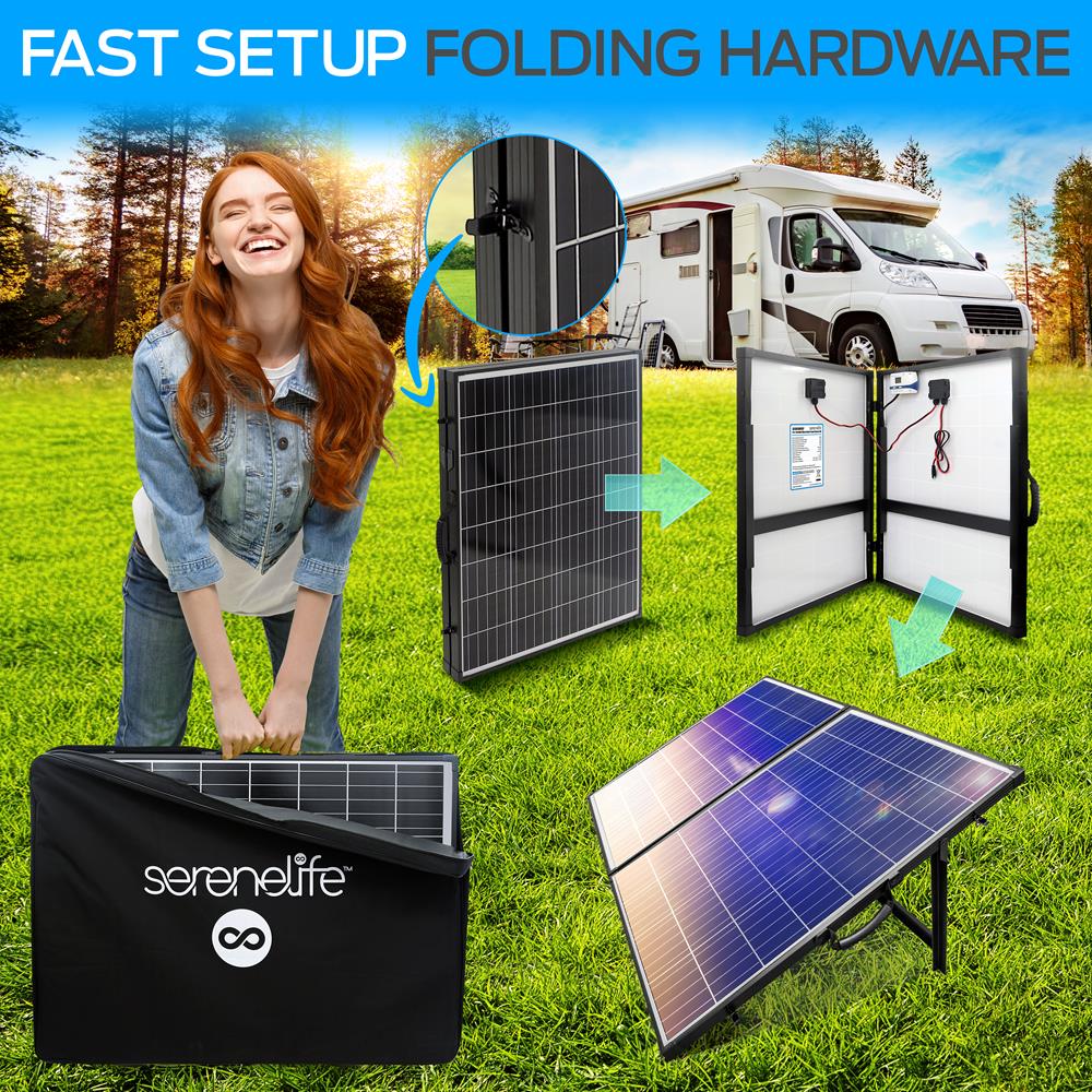 200W Portable Solar Panel Kit, High Efficiency, Monocrystalline, Black