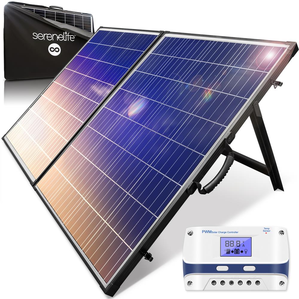 200W Portable Solar Panel Kit, High Efficiency, Monocrystalline, Black
