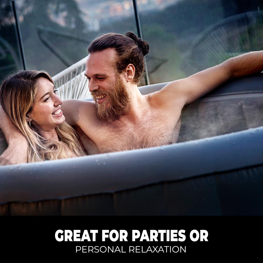 Portable 4-Person Hot Tub Spa, 100 Bubble Jets, LED Lights, Remote Control