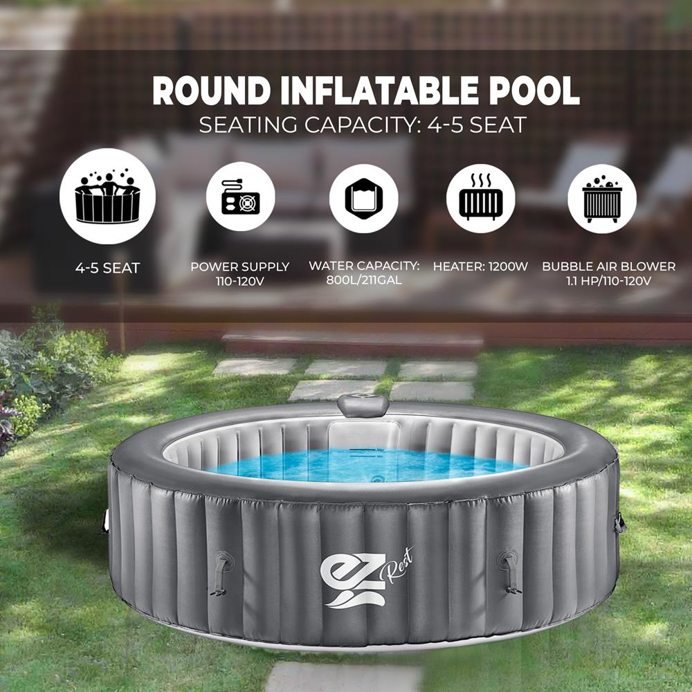 6-Person Inflatable Hot Tub Spa, 130 Jets, LED Lights, Remote Control