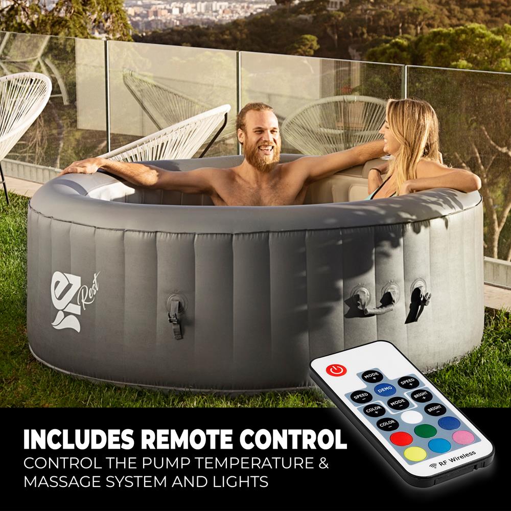 6-Person Inflatable Hot Tub Spa, 130 Jets, LED Lights, Remote Control