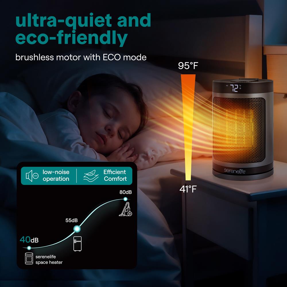 Portable Space Heater - Indoor Electric Heater With Wi-Fi Function,Thermostat, Remote, Digital Display, 12H Timer, 3 Heating Modes, Fast & Safe Ptc Ceramic Heating For Home, Office, Bedroom (Gray)