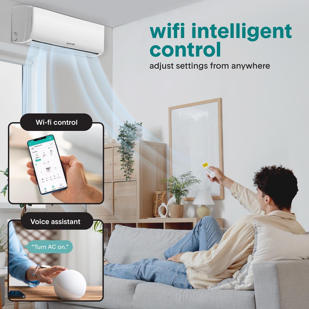 12000 Btu Indoor And Outdoor Mini Split Ac Unit Kit – 230V Smart Cooling & Heating Mini Split Ac With Wifi, Includes Installation Kit, Perfect For Bedrooms, Living Spaces, And Offices