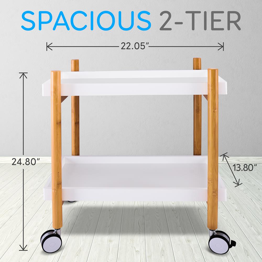 2-Tier Serving Cart - Serving Cart With Removable Trays And 4 Wheels