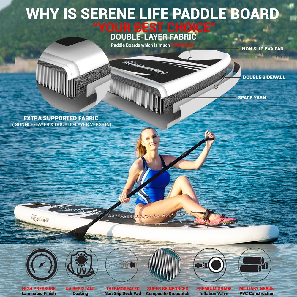 Inflatable Paddle Board - Stable Non-Slip Deck, 10'10", Easy Storage