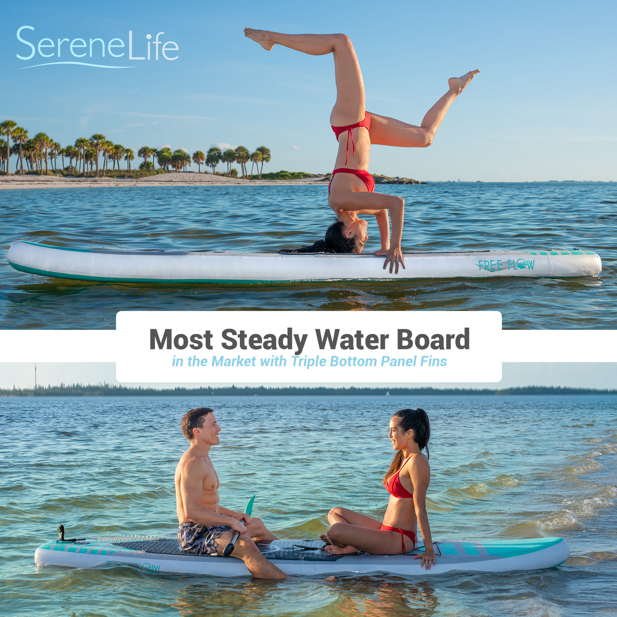 Inflatable Paddle Board - Stable Non-Slip Deck, 10'6", PVC, Teal