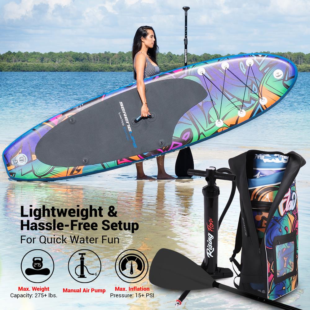 Inflatable Paddle Board - Stable Non-Slip Deck, 10'6", Blue