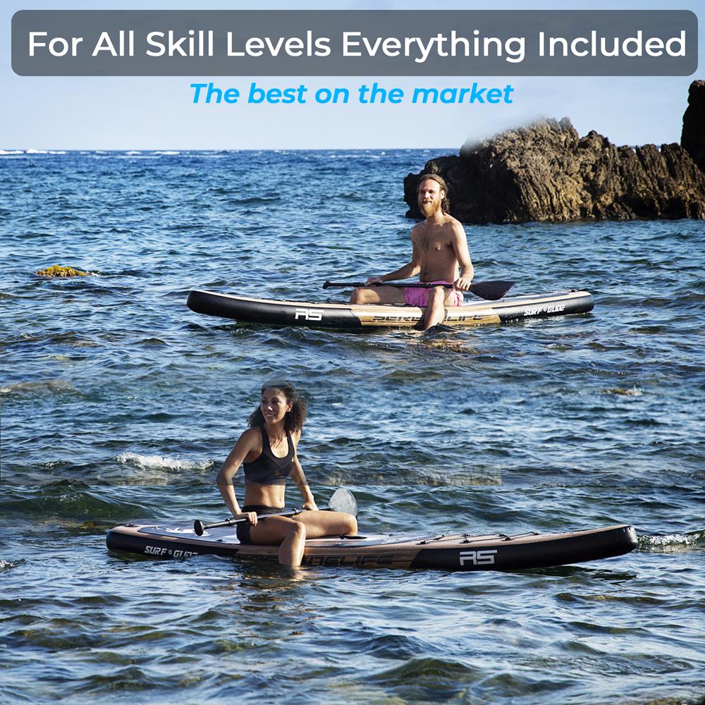Inflatable Paddle Board - Stable Non-Slip Deck, 10'6", Wood Finish