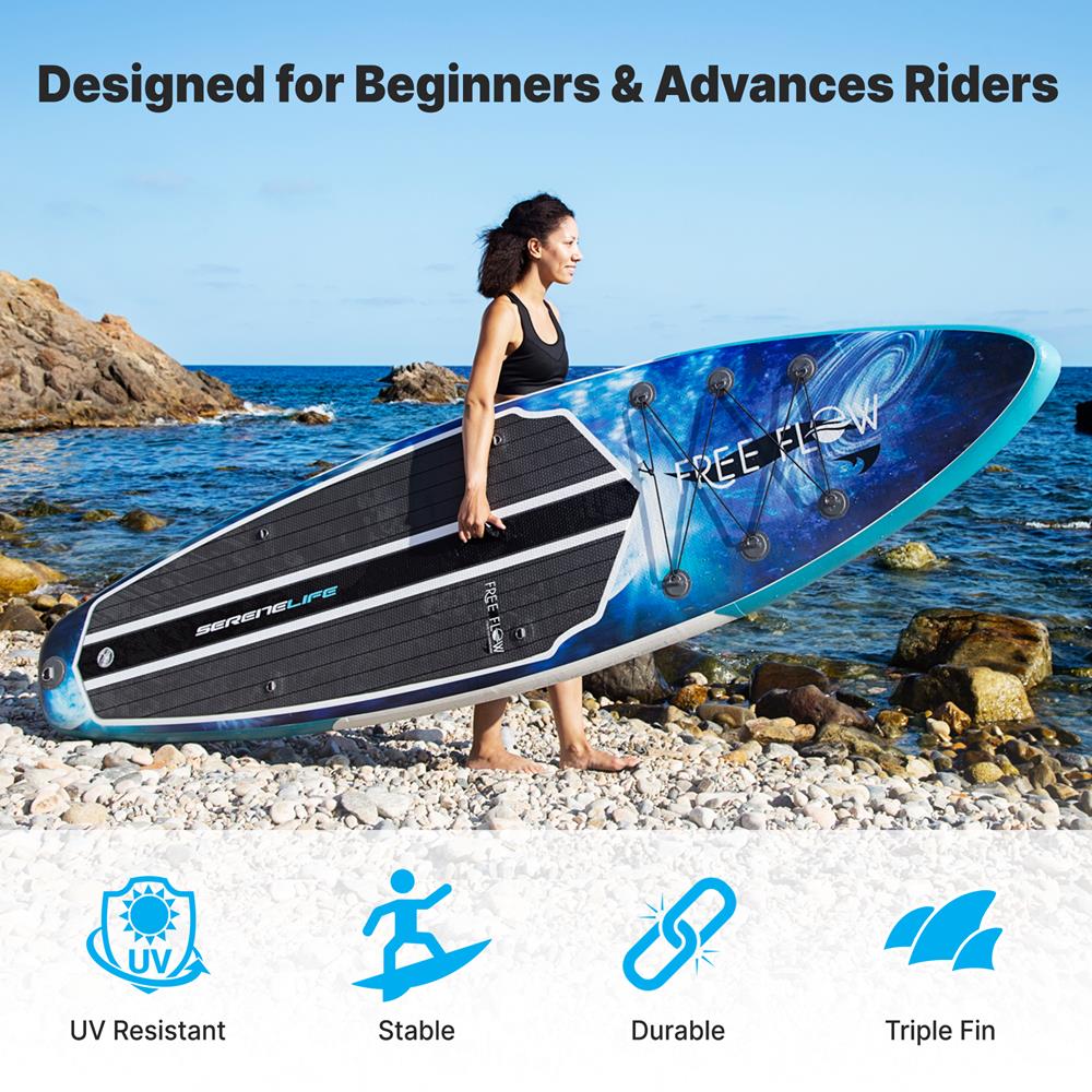 Inflatable Paddle Board - Stable Non-Slip Deck, 10'6", Space Blue