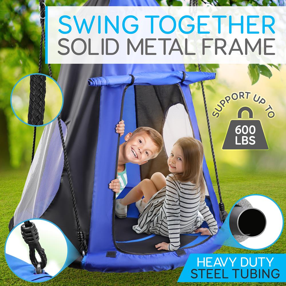Tree Swing Tent for Kids - Relaxing Fun, Padded Seat, Blue