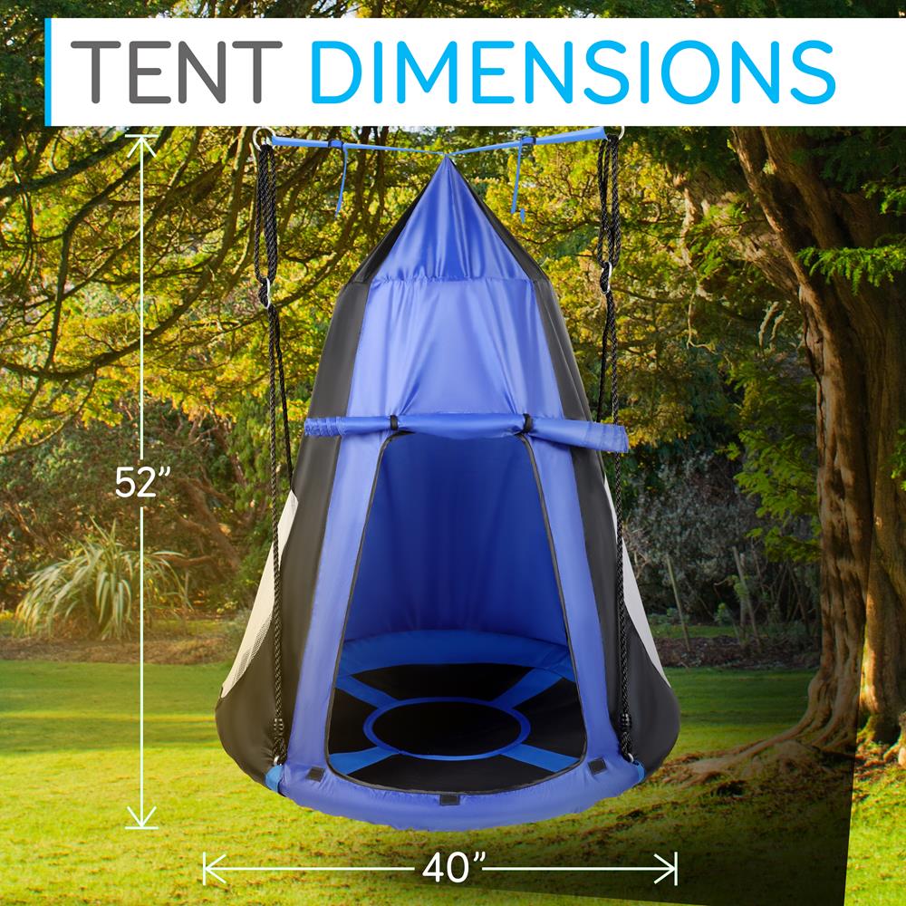 Tree Swing Tent for Kids - Relaxing Fun, Padded Seat, Blue