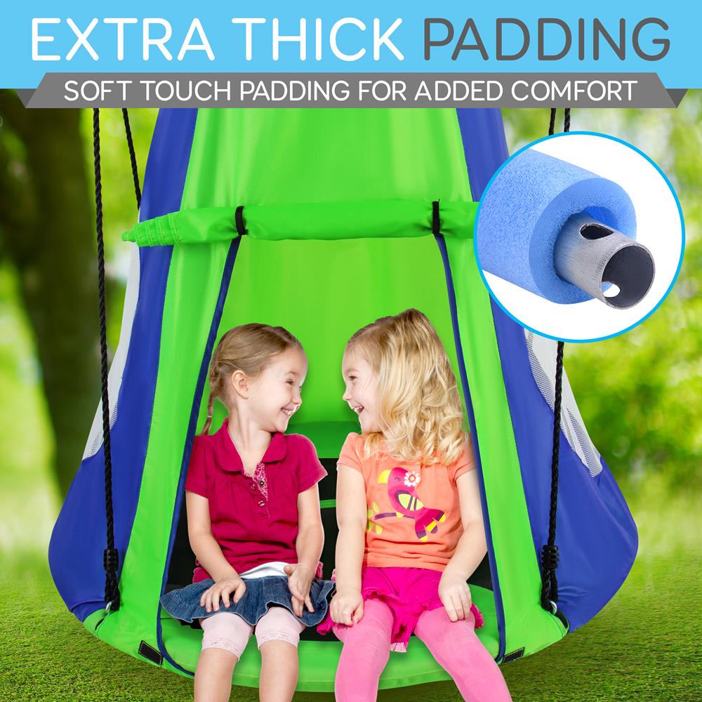 Kids Hanging Tent Swing, Outdoor Fun, Waterproof, Green