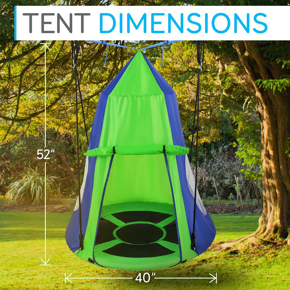 Kids Hanging Tent Swing, Outdoor Fun, Waterproof, Green