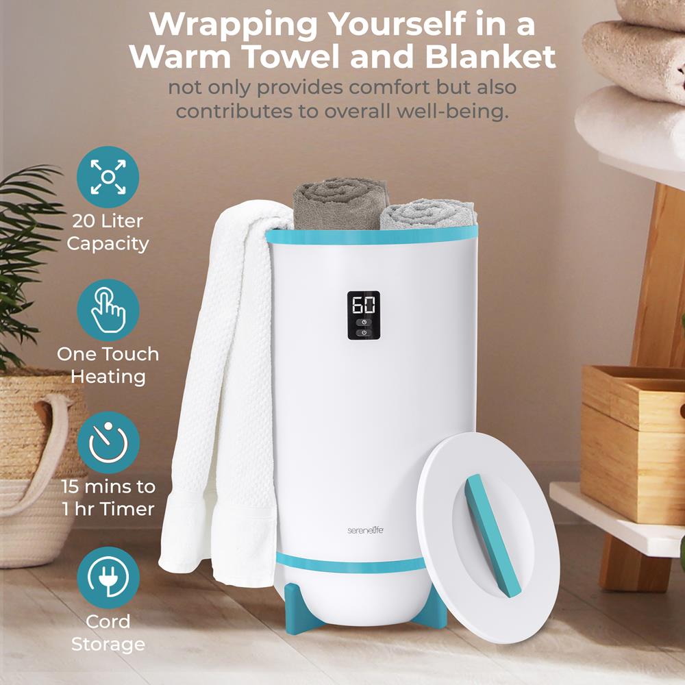 Towel & Blanket Warmer, Spa Luxury, Auto Shut Off, Fits 2 Large Towels, Blue