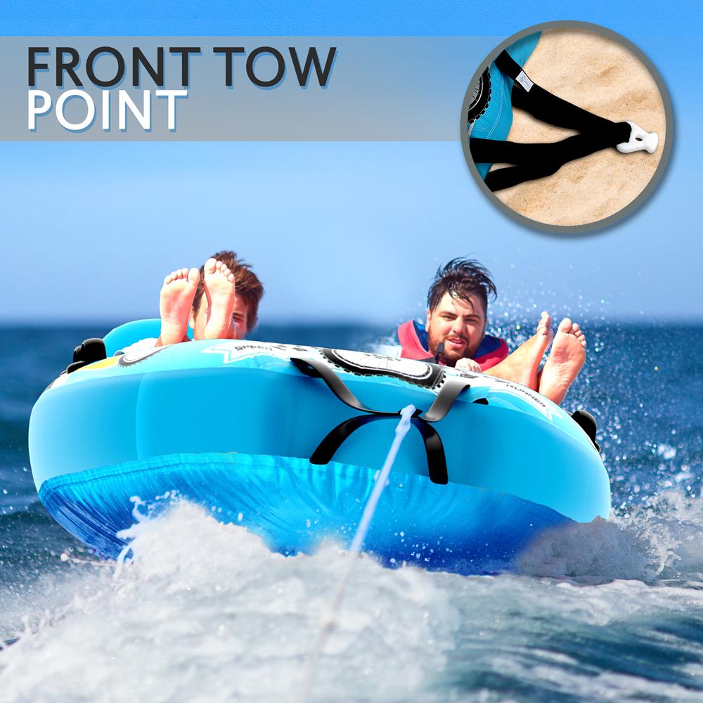 Inflatable Towable Tube for 2, Fast Inflation, Heavy-Duty PVC, Blue