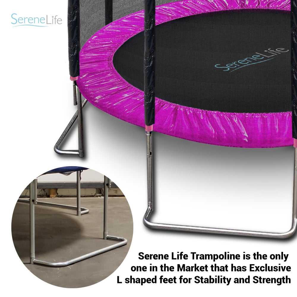 10FT Outdoor Trampoline, Safe Jumping, Reinforced Mat, Pink