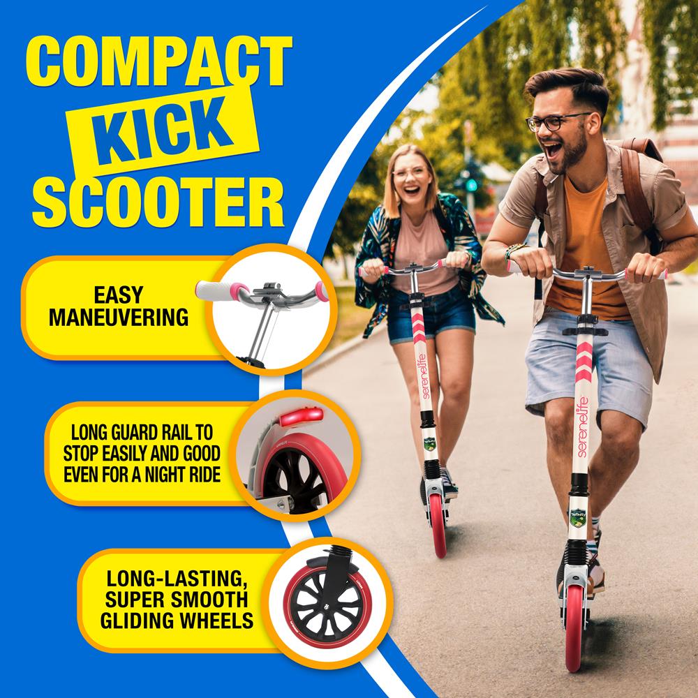 Kick Scooter for Teens & Adults, Adjustable Alloy Deck, Pink
