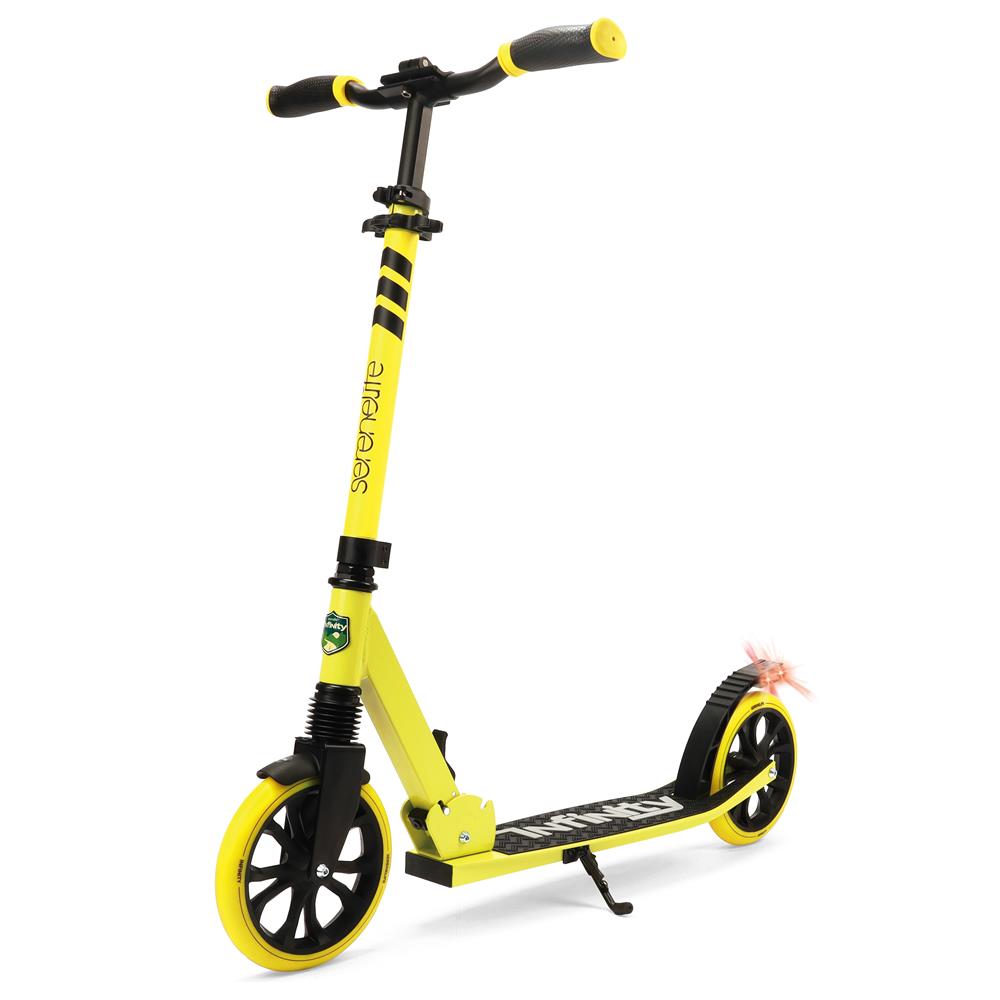 Lightweight And Foldable Kick Scooter - Adjustable Scooter For Teens And Adult, Alloy Deck With High Impact Wheels (Yellow)