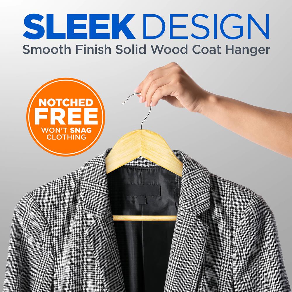 Wooden Hangers 60-Pack, Heavy Duty, 360° Swivel Hook, Natural Wood