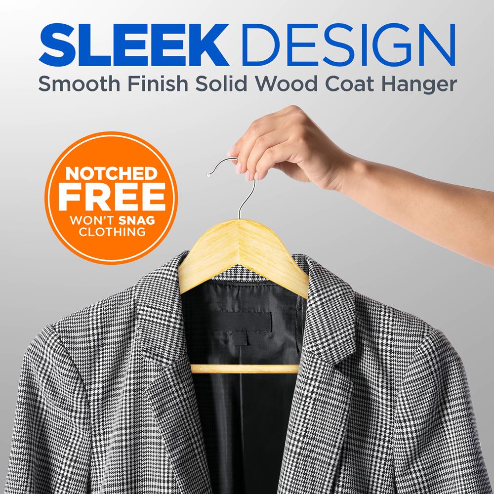 Wooden Hangers 80-Pack, Heavy Duty, 360° Swivel Hook, Natural Wood