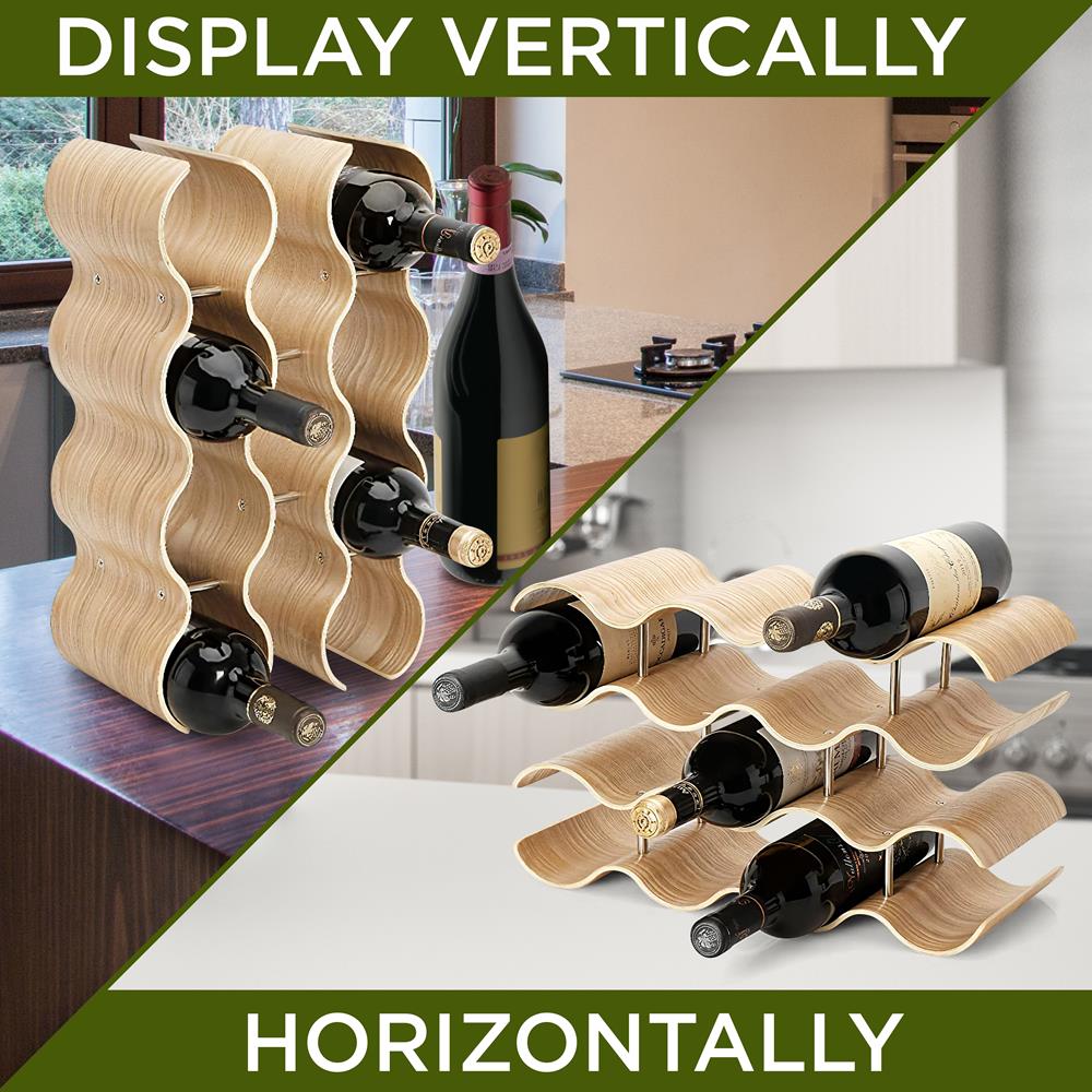Bamboo Wine Rack 4-Tier Space-Saving Stackable Design Holds 14 Bottles