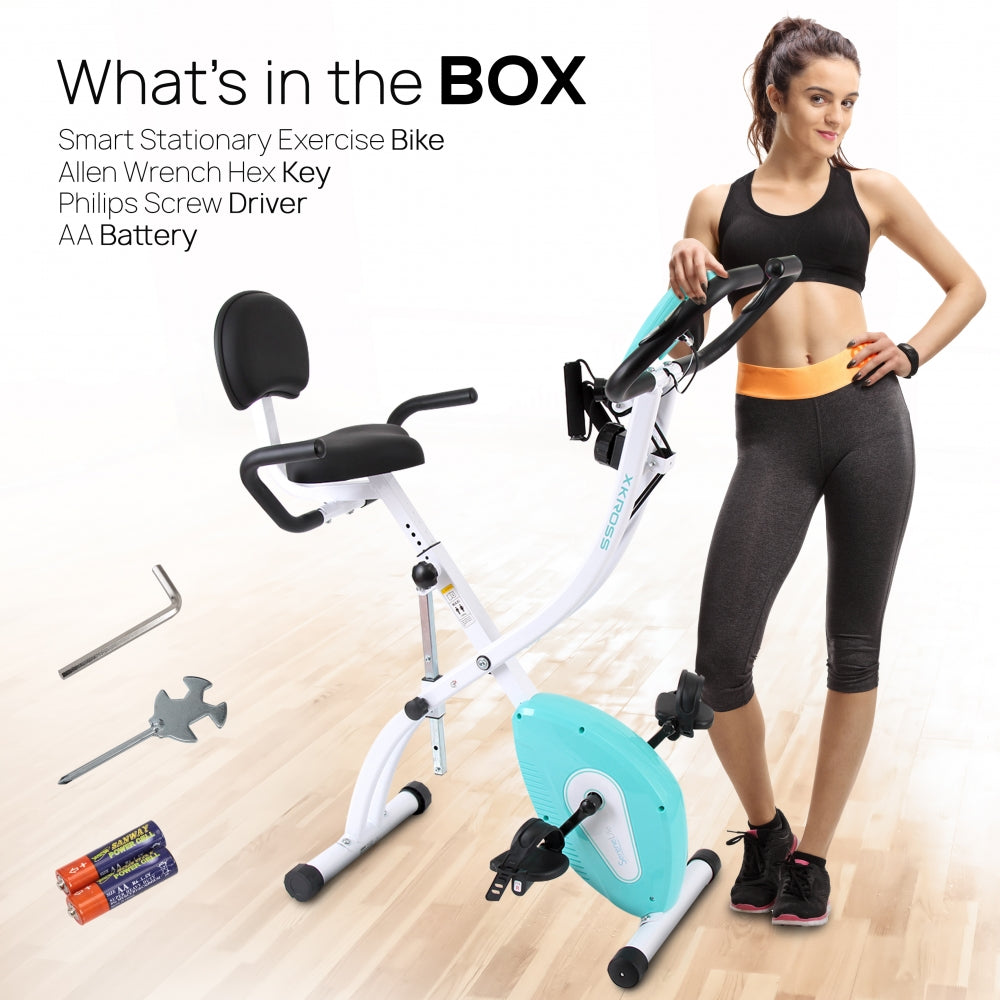 Folding Exercise Bike, Cardio Workout, 8 Resistance Levels, Pulse Monitor