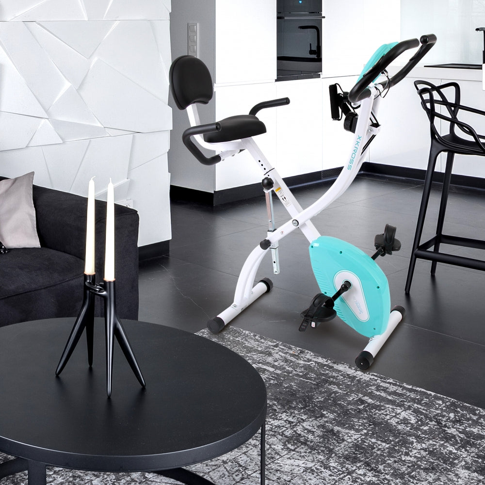Folding Exercise Bike, Cardio Workout, 8 Resistance Levels, Pulse Monitor