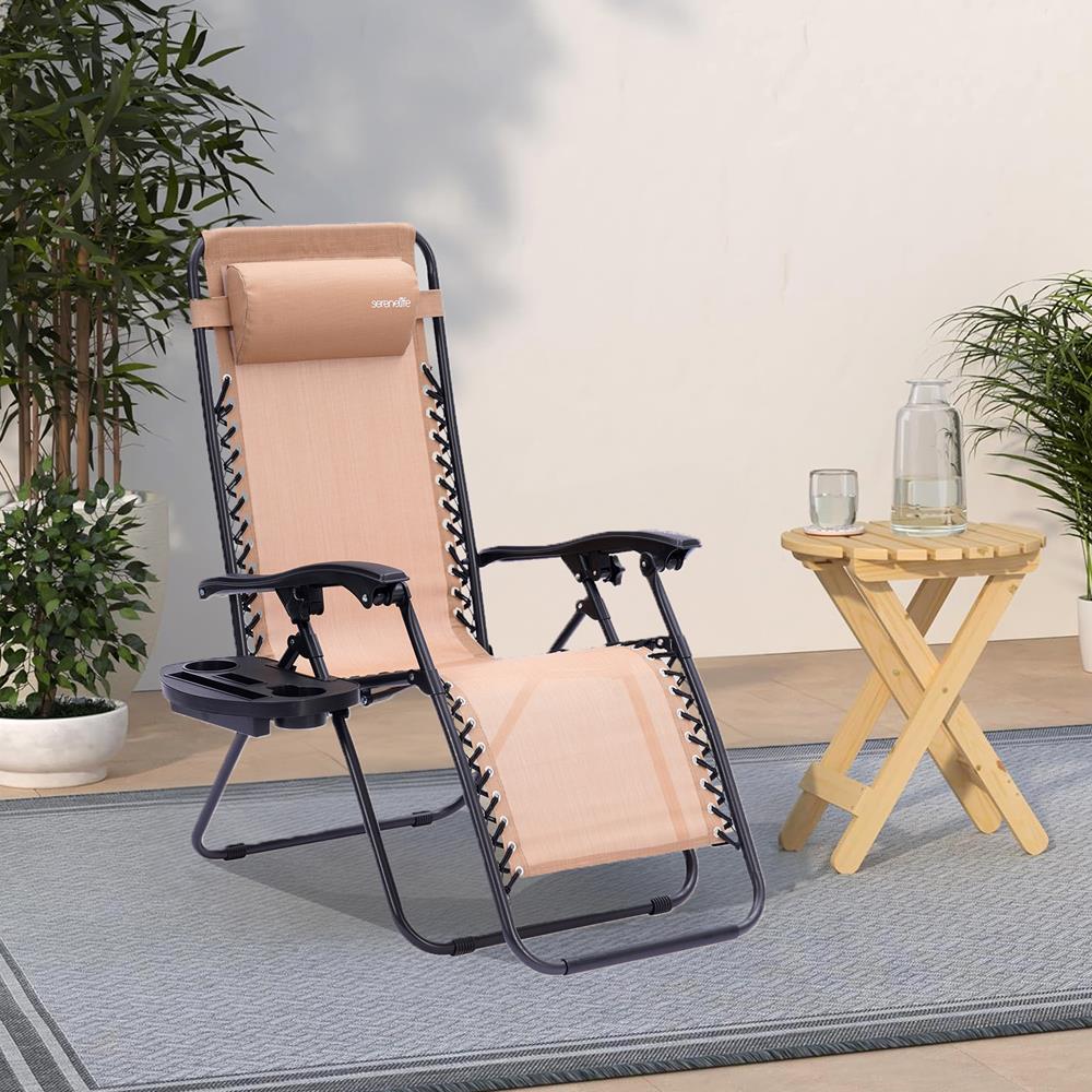 Zero Gravity Chairs Set of 2, Ultimate Comfort, Steel Mesh, Cream