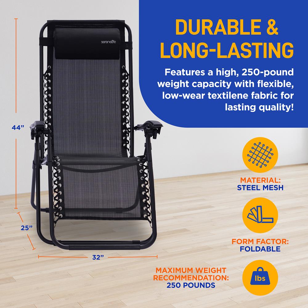 Zero Gravity Chair Set 2-Pack, Ultimate Comfort, Steel & Textilene Fabric